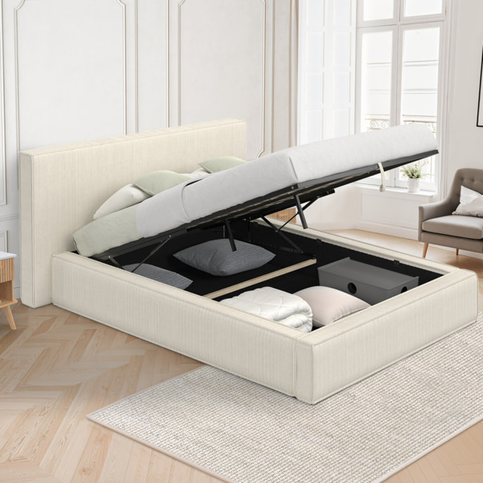 Lit coffre Joyce 160x200cm velours côtelé beige