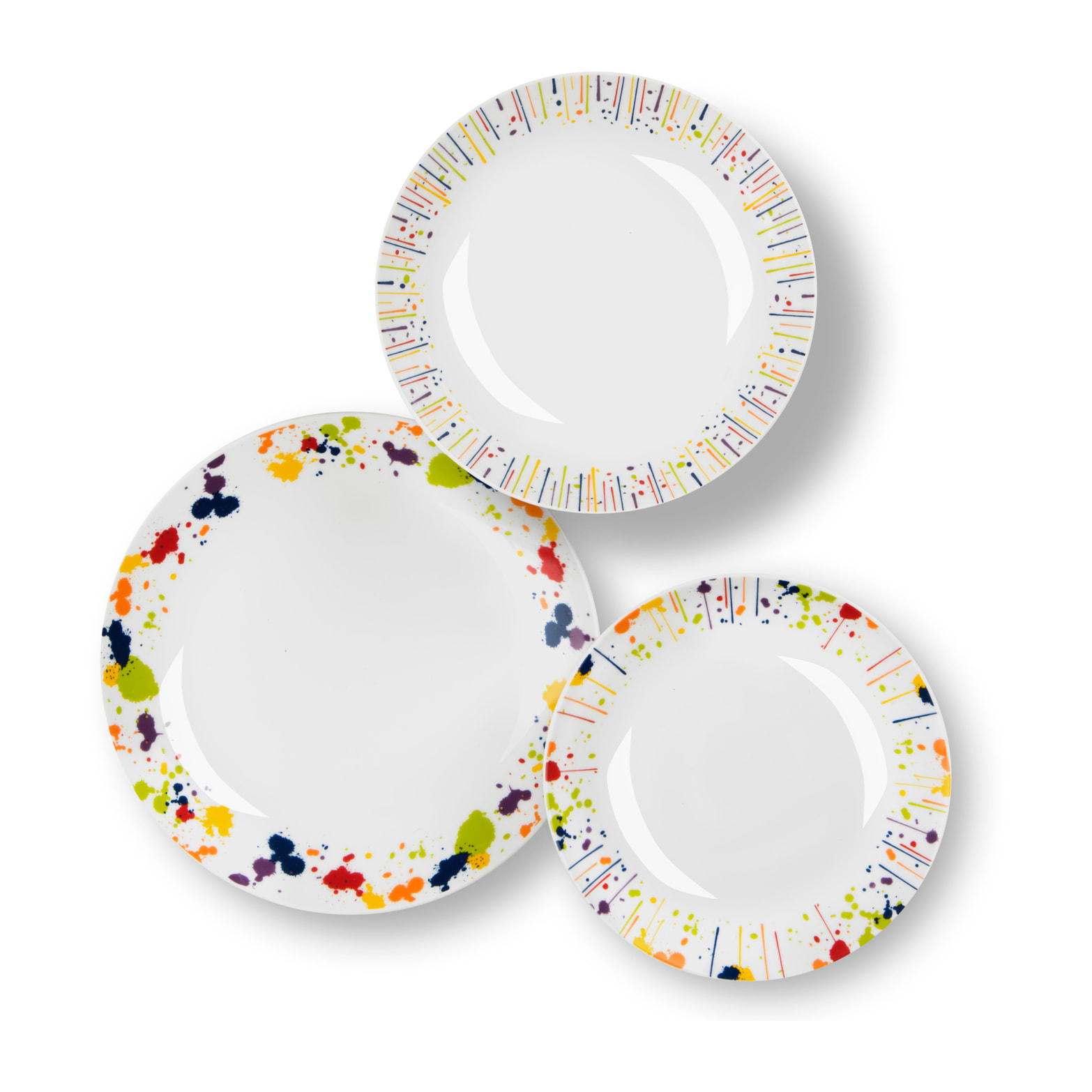 Service 18 assiettes Excelsa Dripping, porcelaine, multicolore