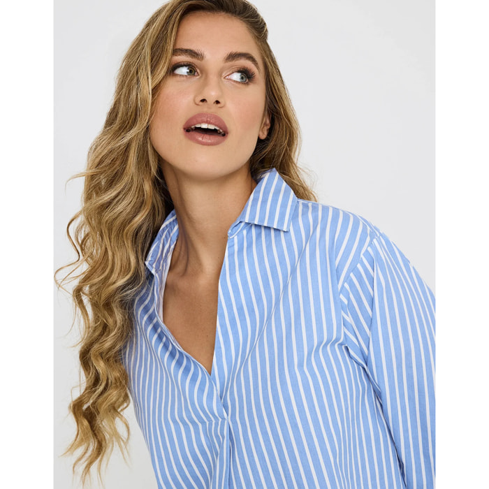 Camisa Oversize Azul Rayas - Lospine