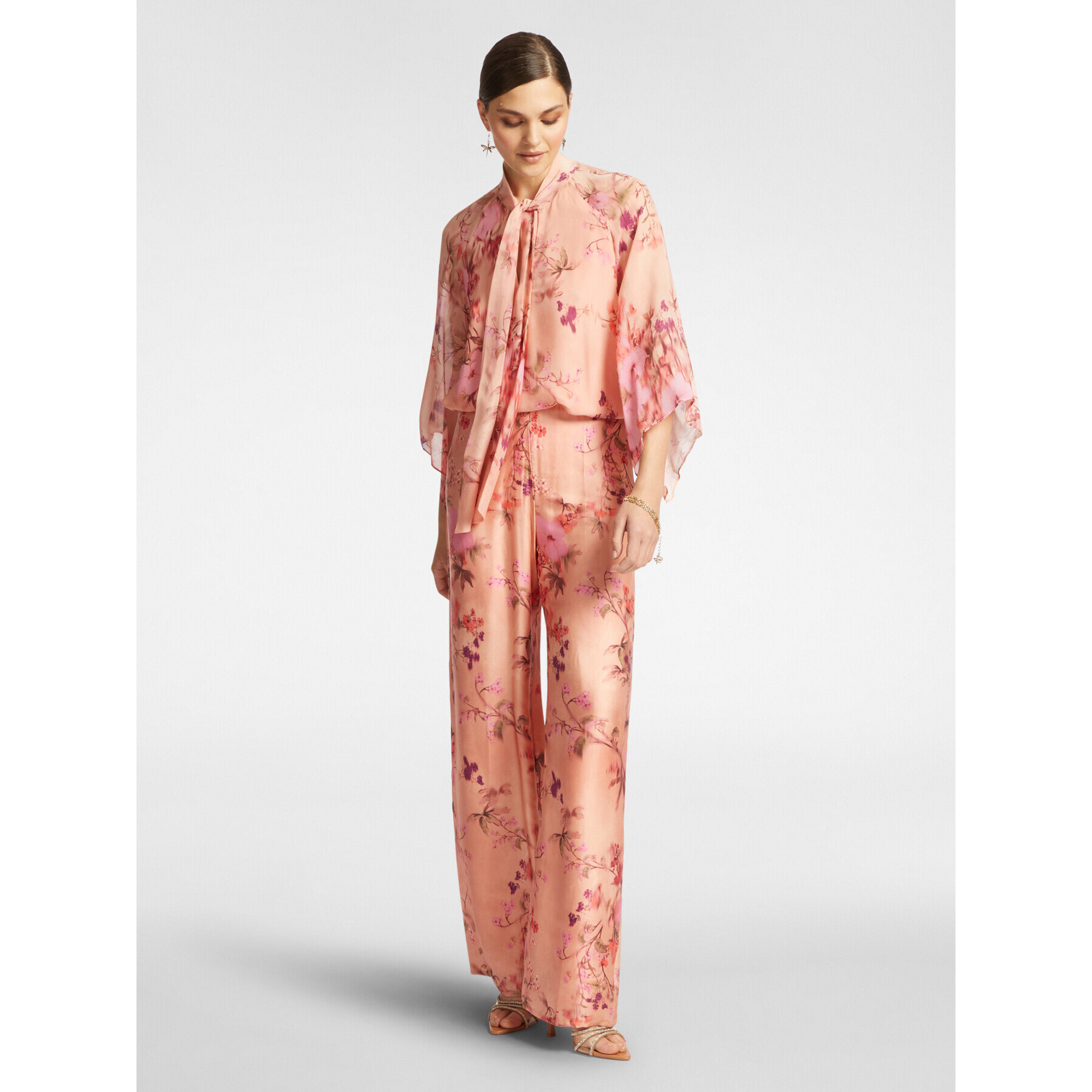 Elena Mirò - Pantaloni eleganti stampati - Rosa cipria