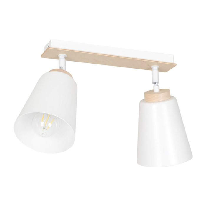 Lampada a sospensione ATLAS in acciaio bianco e legno