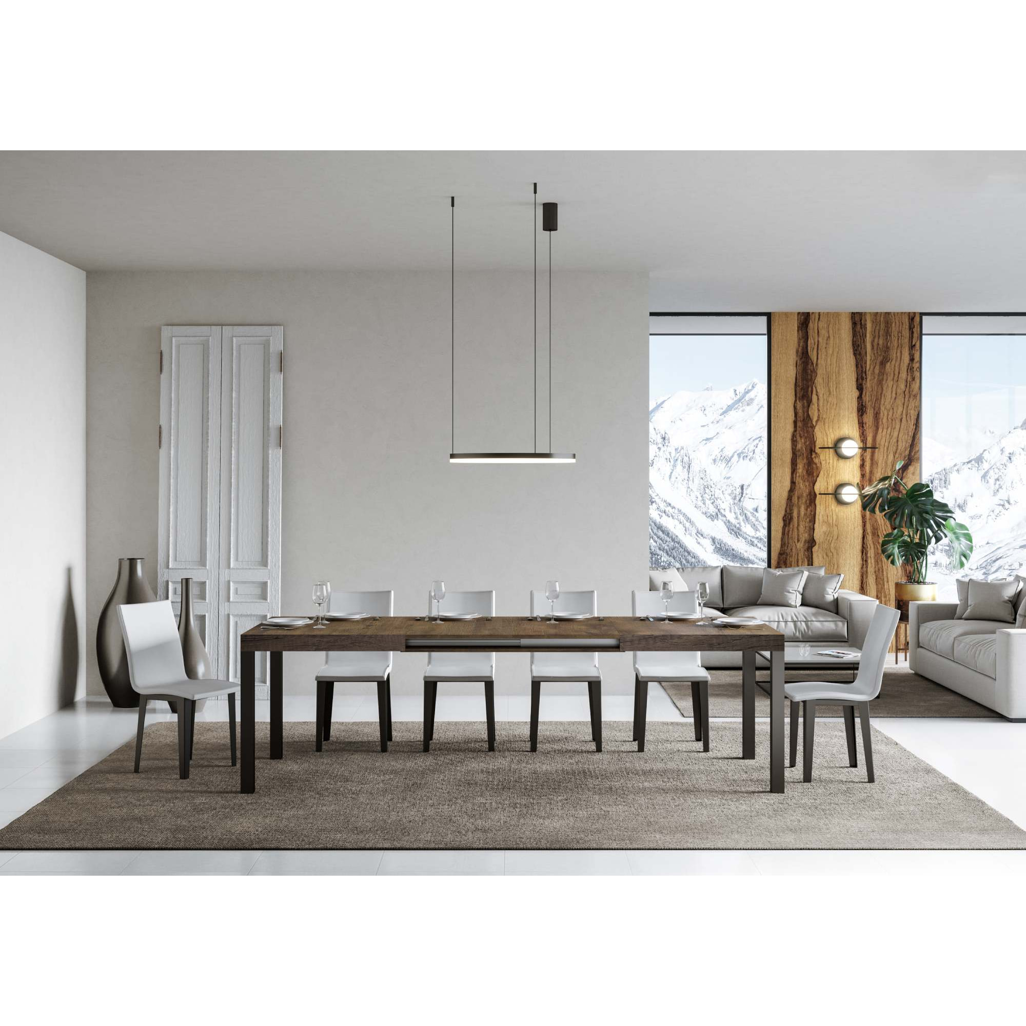 Mesa extensible 90x200/304 cm Everyday Nogal estructura Antracita