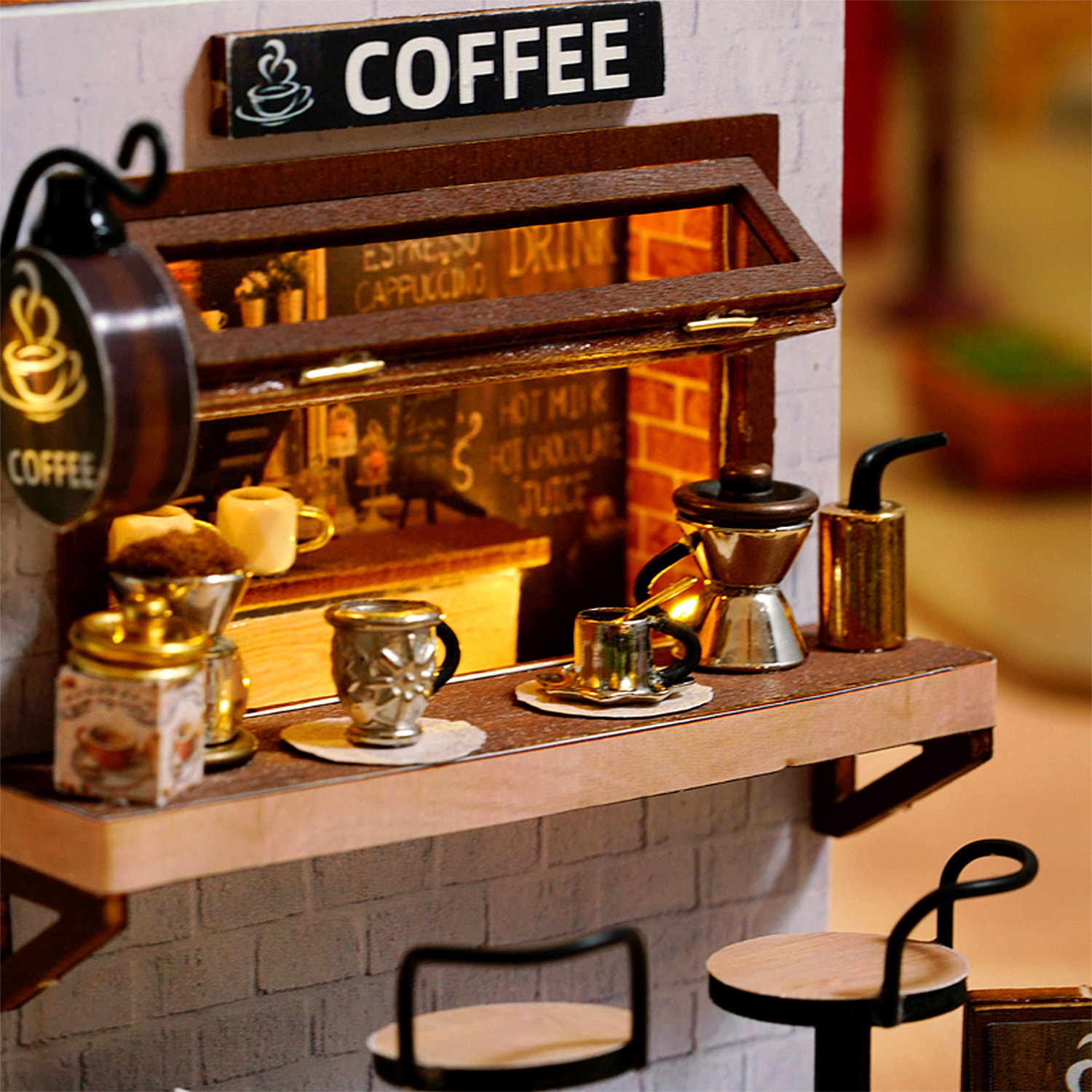Colección Rincón de la felicidad, Tiempo de Café. Maqueta 3D realista con gran detalle, cubierta antipolvo y luces led.