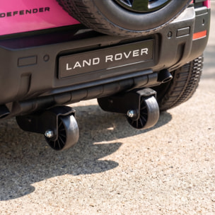 AIYAPLAY Coche Eléctrico SUV para Niños Land Rover Defender Coche de Batería 12 V Mando a Distancia 2,4G Suspensión Arranque Suave 2,7-4,5 km/h Rueda Auxiliar Luces LED Música Claxon 3-5 Años Rosa