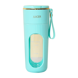 Mini batidora portátil de 340ml con 10 cuchillas de acero, pantalla LCD e inicio de seguridad por doble click.