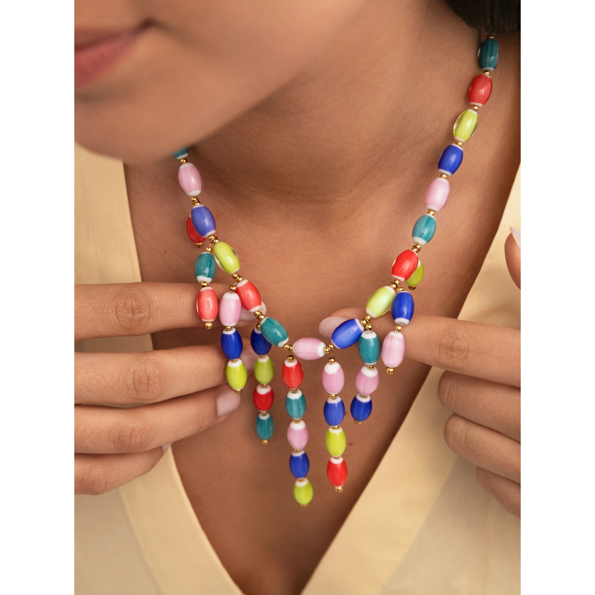 Collar Sahara Color Acero Baño Oro