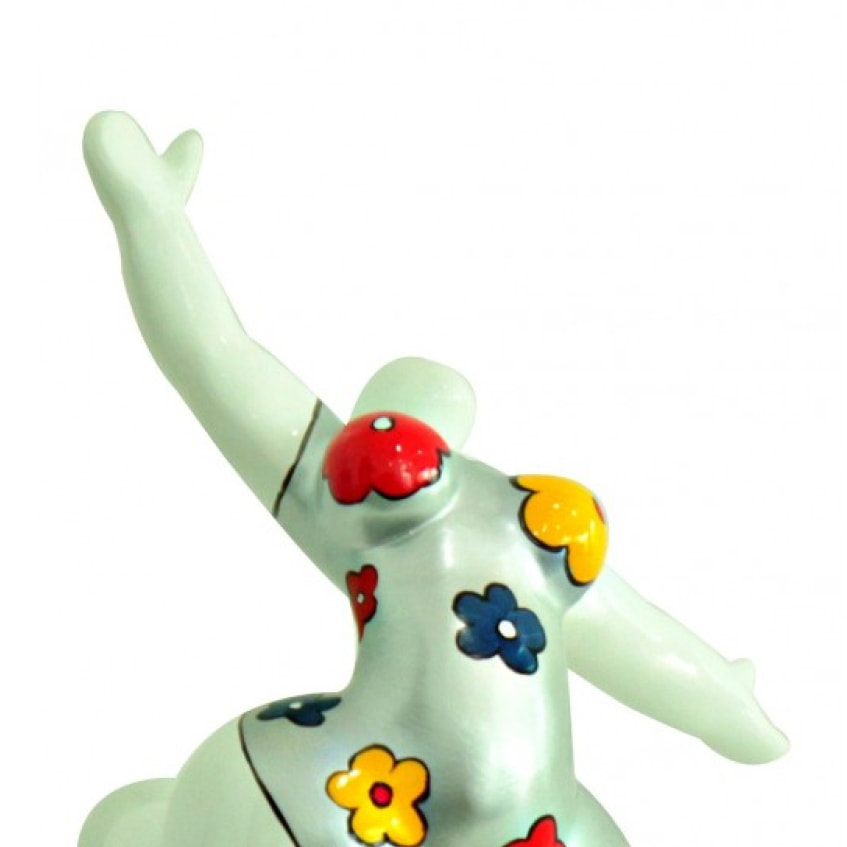 Statuette femme ronde danse en résine blanc H33cm - BALERINA 09