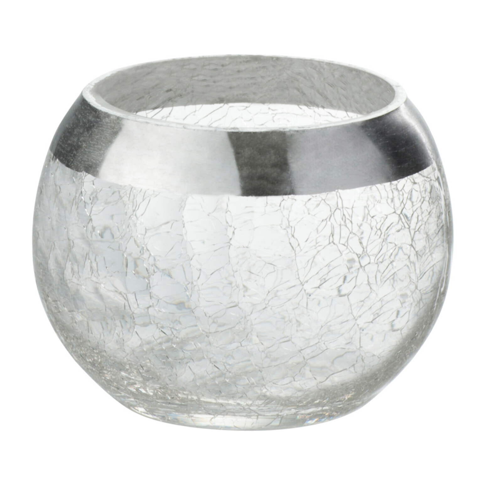 J-Line bougeoir Boule Craquele - verre - transparent/argent - small - 2 pcs