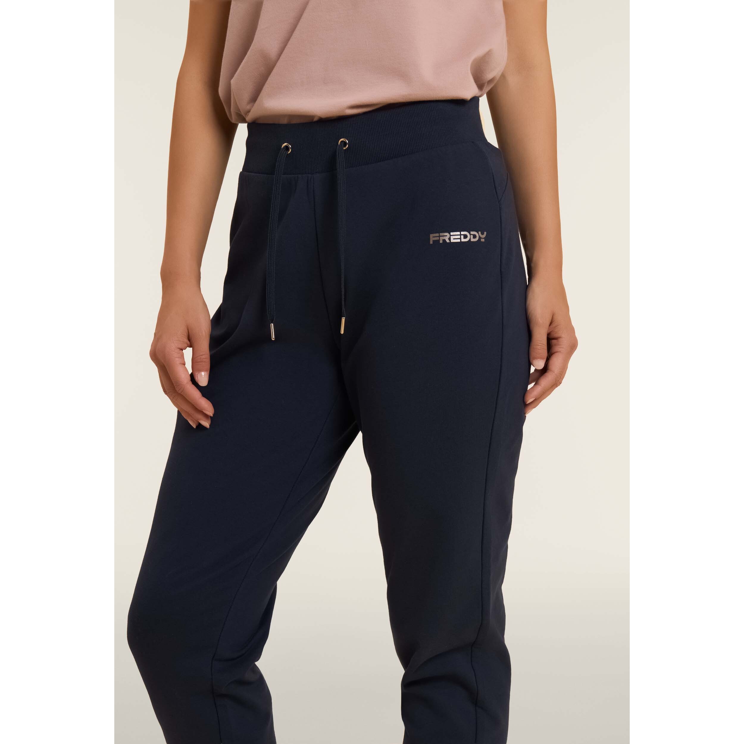 Pantaloni con polsino in costina e coulisse