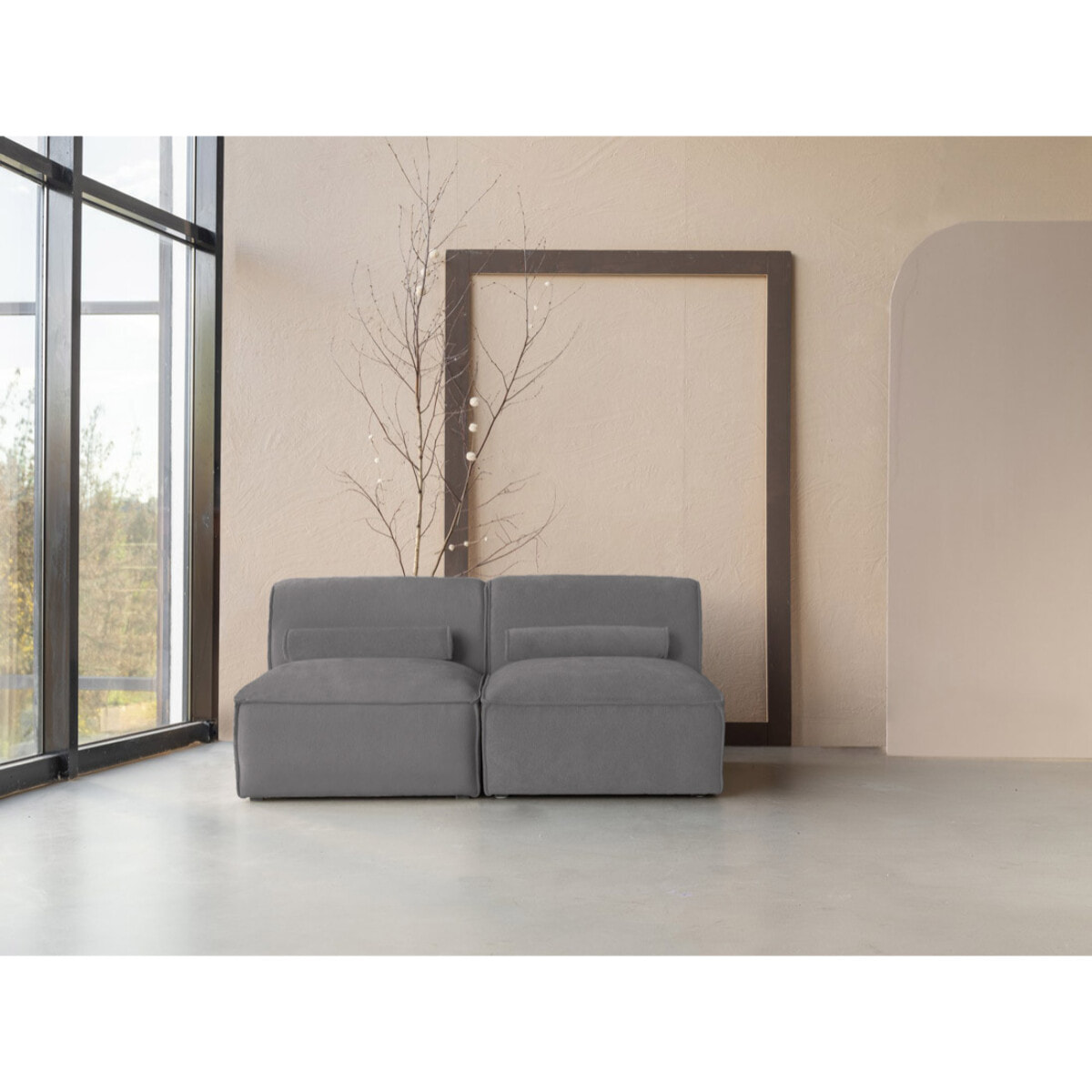 Felix - canapé modulable 2 places en tissu texturé - Gris foncé