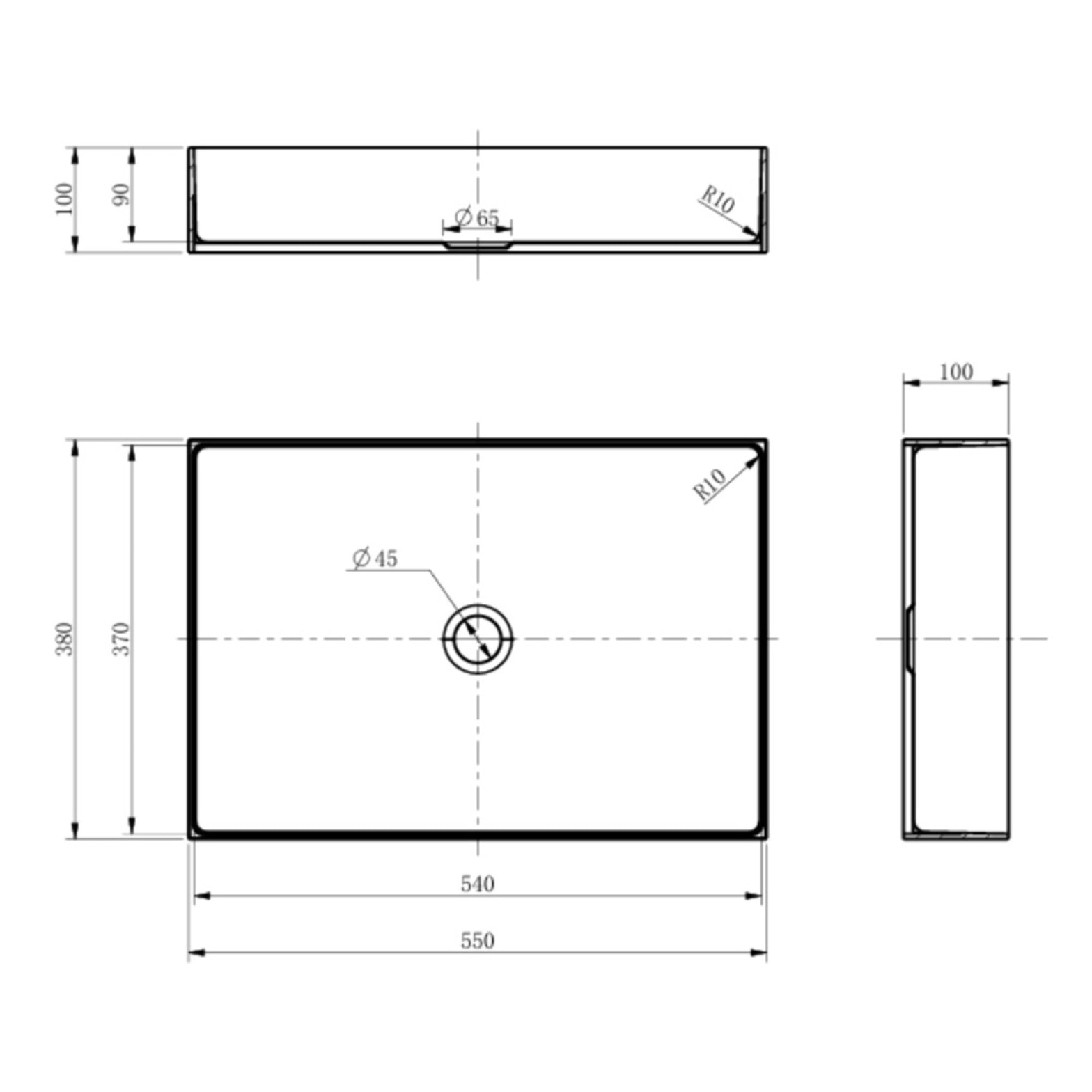 Vasque à poser, 38x55x10 cm, en inox Gold brossé (SATAUR5538BG)