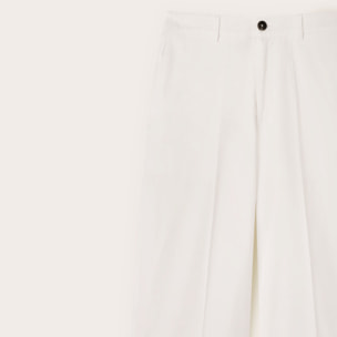 Motivi - Pantaloni cropped in tela misto cotone - Bianco