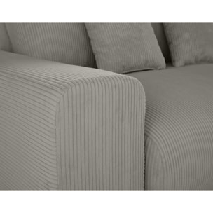 Garance - module d'assise 3 places avec accoudoir gauche - en velours côtelé - Gris clair