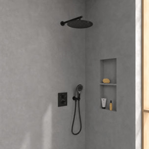 Bras mural pour douche de tête Universal rond Noir mat