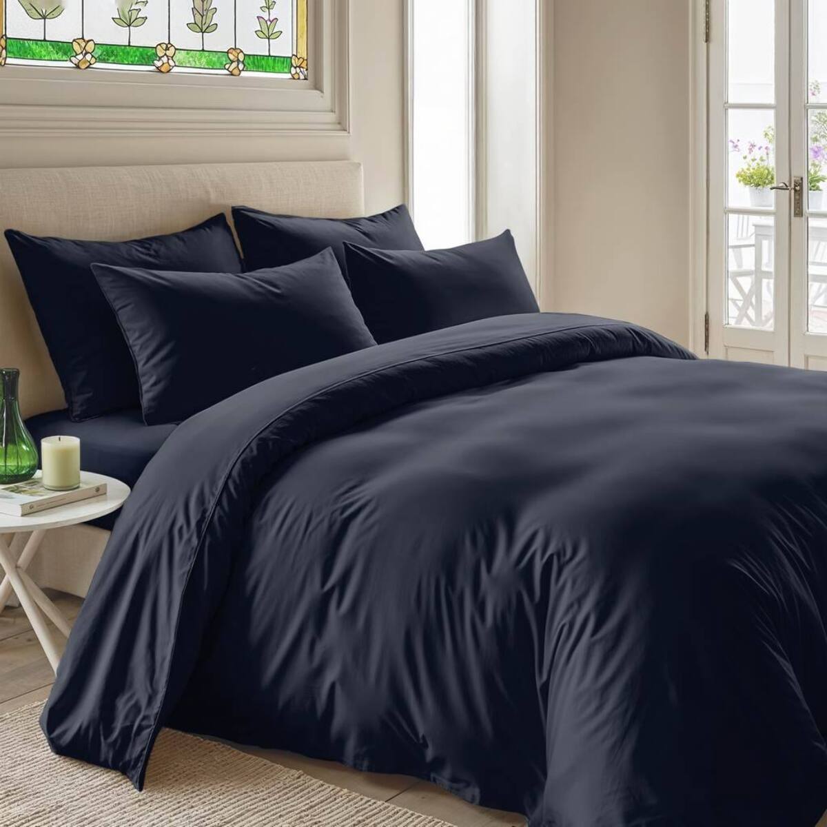 Housse de couette unie marine