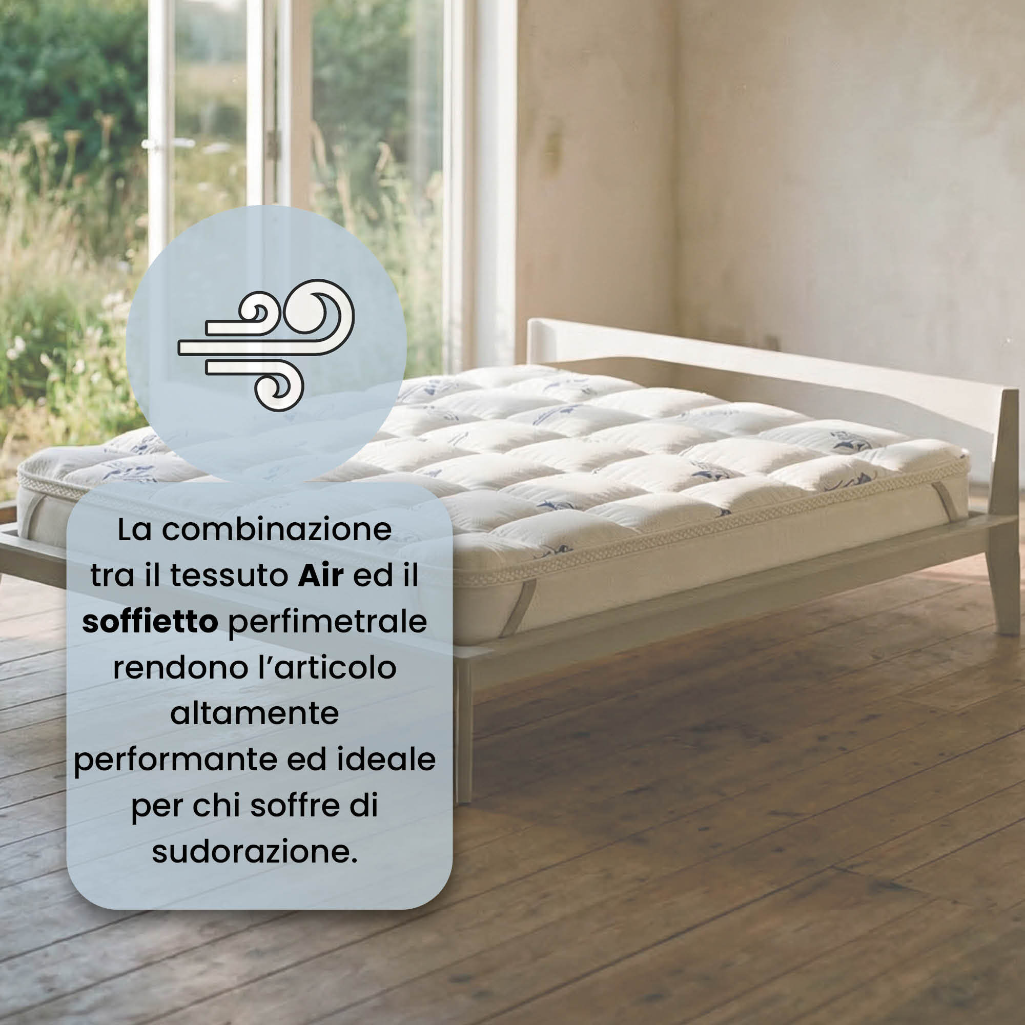 TOPPER AIR TRASPIRANTE CON ELASTICI