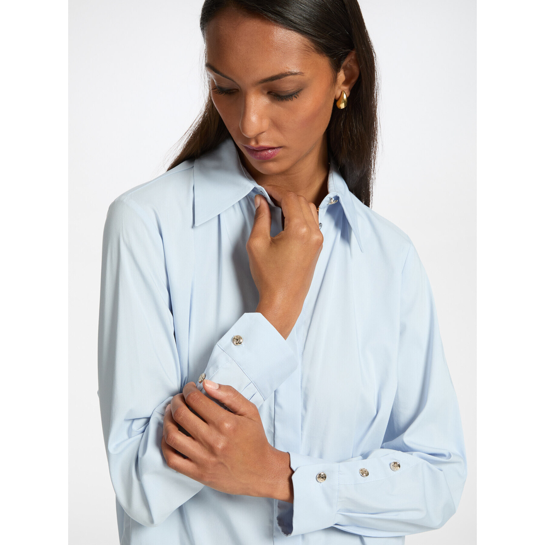 Elena Mirò - Camisa holgada de popelina - Light - blue