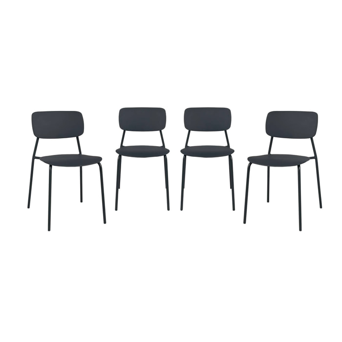 Chaise de jardin empilable acier et plastique (lot de 4) LIVA