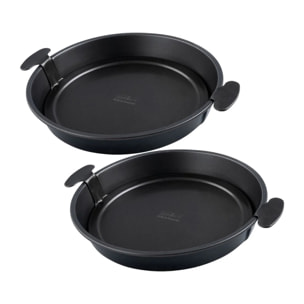 Ensemble de 2 Moules à gâteau et quiches rond de 28 cm avec fond amovible Zenker Black Metallic