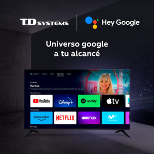 Smart TV 43 pulgadas QLED 4K Hey Google Official Assistant con control por voz. Televisor Android 11 - TD Systems PRIME43C19GLQ