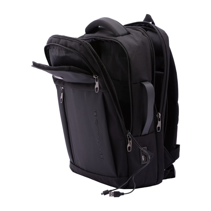 Borsa A Tracolla Uomo In Pelle Vegana Nera B. Cavalli - Misure 19x26x8 Cm, Con Tasche Interna Ed Esterna Con Zip