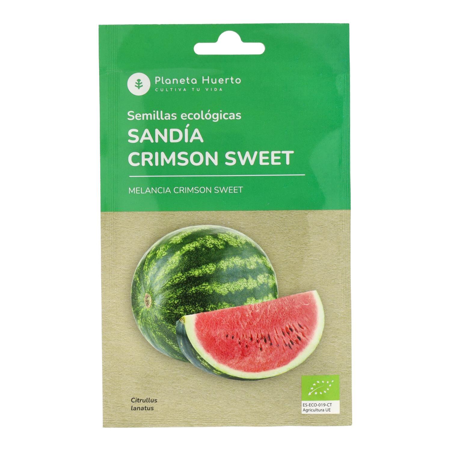 PLANETA HUERTO | Semillas Ecológicas de Sandía Crimson Sweet – Frutos Jugosos y Dulces, Alta Productividad y Resistencia