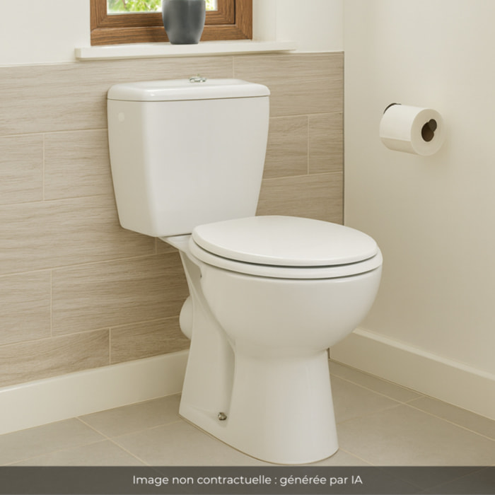 WC à poser sortie horizontale Eolia avec abattant