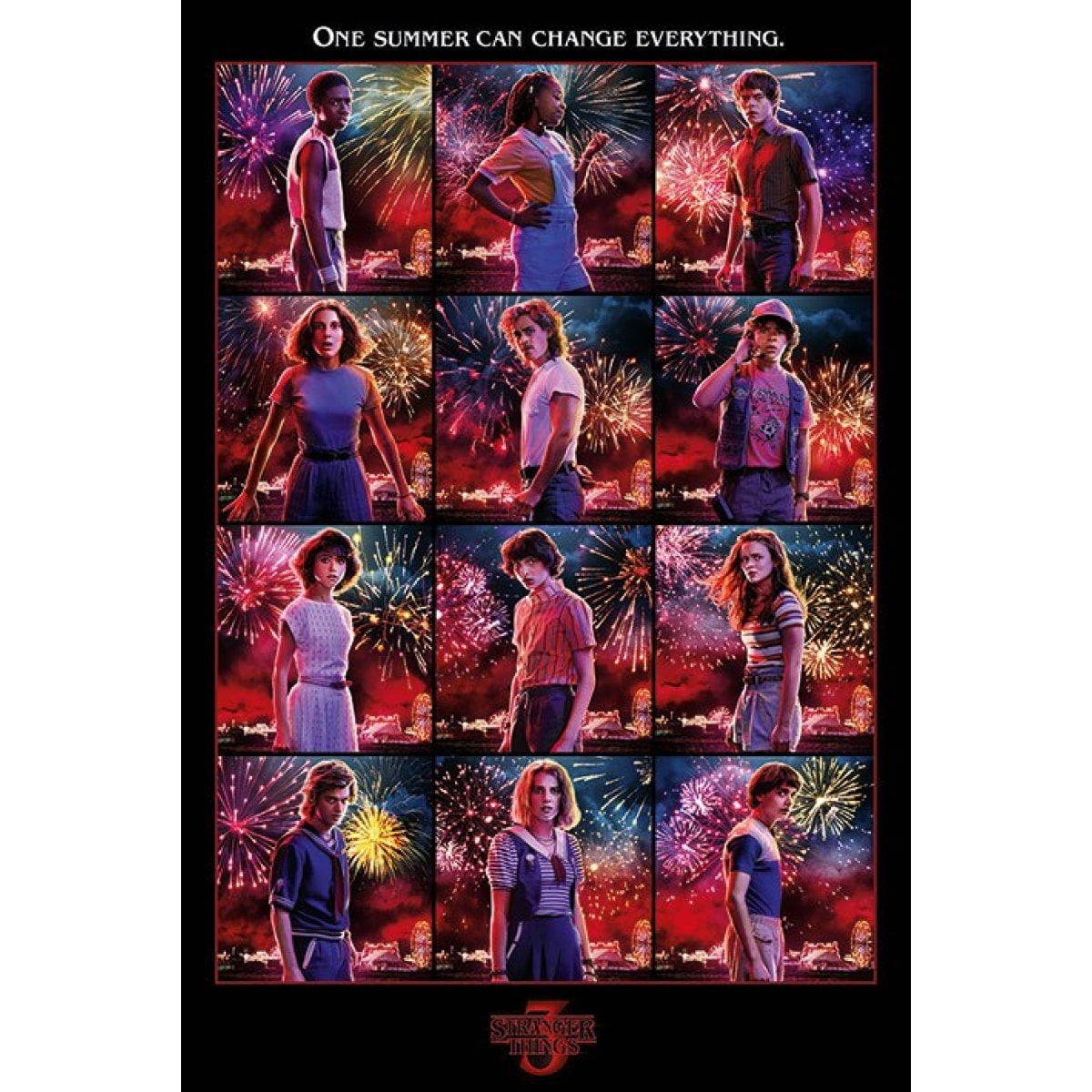 Stranger Things Poster Montaggio Personaggi S3 61 X 91 5 Pezzi cm Pyramid