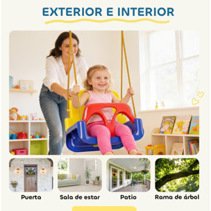 Columpio Infantil 3 en 1, Columpio para Niños, Cuerda Ajustable, con Respaldo Desmontable, Barra en T, Cinturón de Seguridad, para Interior, Exterior, Solo Asiento, Azul Oscuro