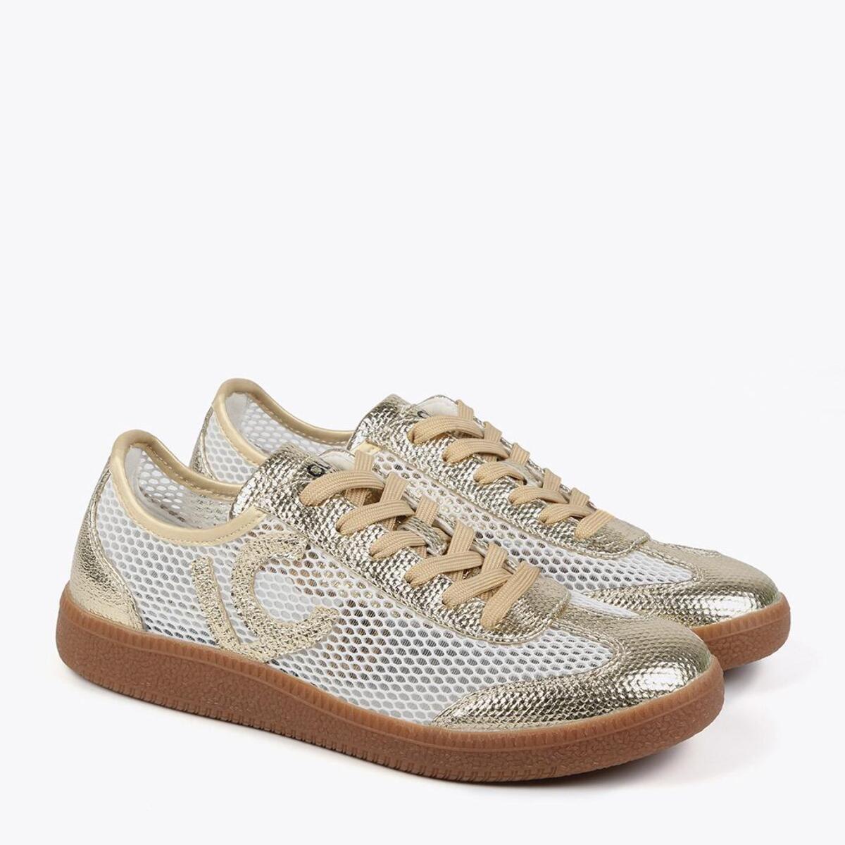 Sneakers in rete con dettagli metallizzati