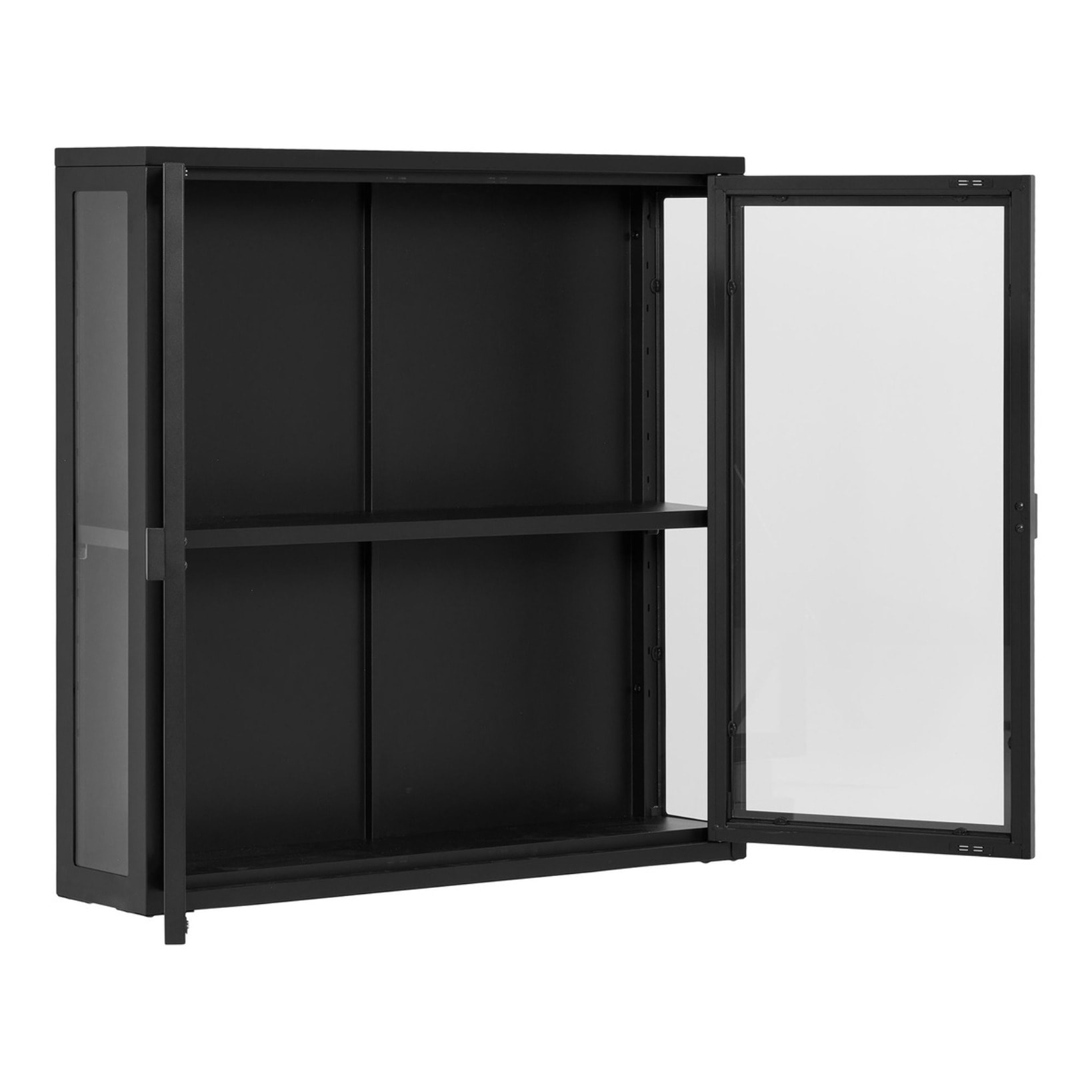 Vetrina Brisbane a muro con 2 ante in vetro, acciaio nero 80×18×80 cm