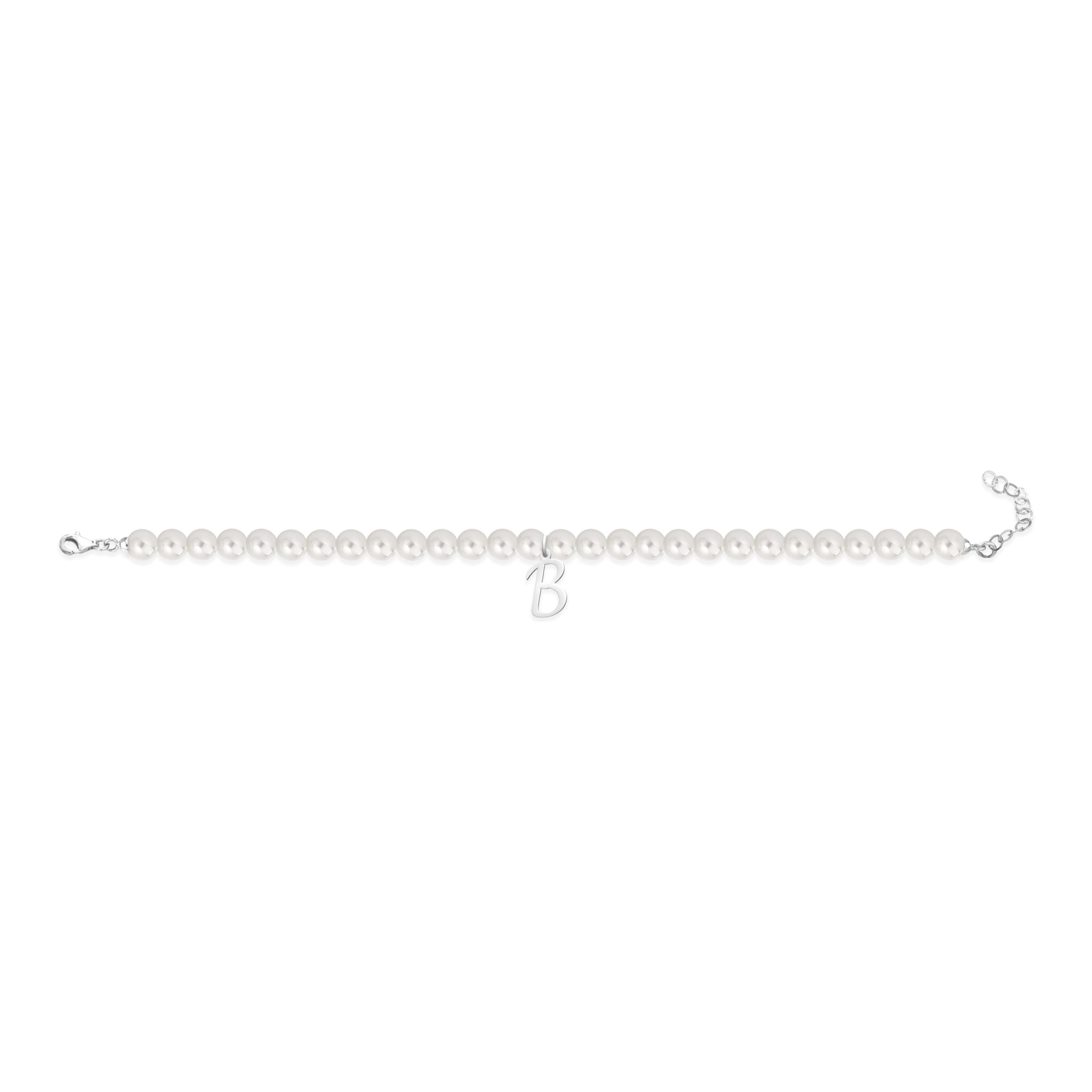 Bracciale Fujiko con Pendente Lettera B Perle Argento