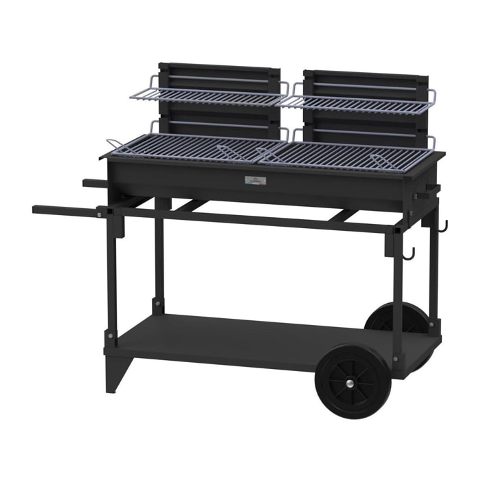 BARBECUE XL DOUBLE FOYERS AVEC CHARIOT - LE MARQUIER