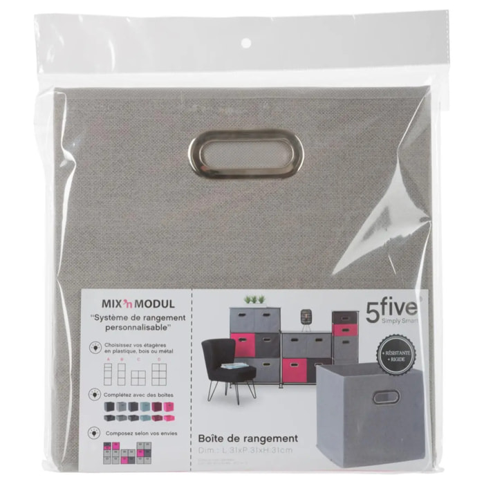 Panier tissu 31x31cm "Mix N' Modul" gris clair chiné