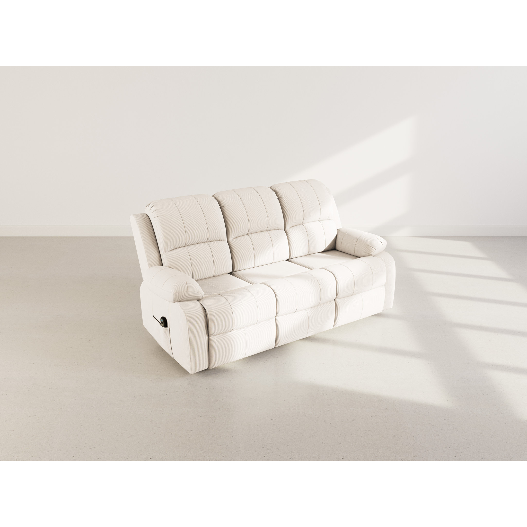 Armand - Canapé 3 places relax électrique en velours côtelé - Beige