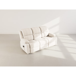 Armand - Canapé 3 places relax électrique en velours côtelé - Beige