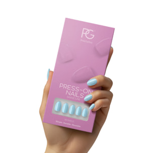 Pink Gellac - 266 Baby Blue - rond court - Faux ongles à presser - Faux-ongles réutilisables - Press-on nails