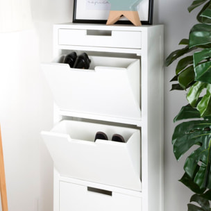 Meuble à chaussures Orus -bois et panneau mdf-couleur laqué blanc mat 50 x 125 x 18 cm