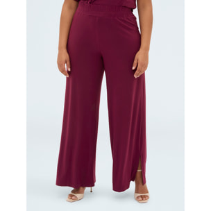 Fiorella Rubino - Pantalones Wide Leg de punto - Burgundy