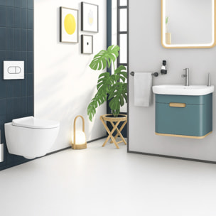 Pack WC suspendu VITRA Sento blanc + bâti autoportant V-Fix Core + Plaque Round Blanche