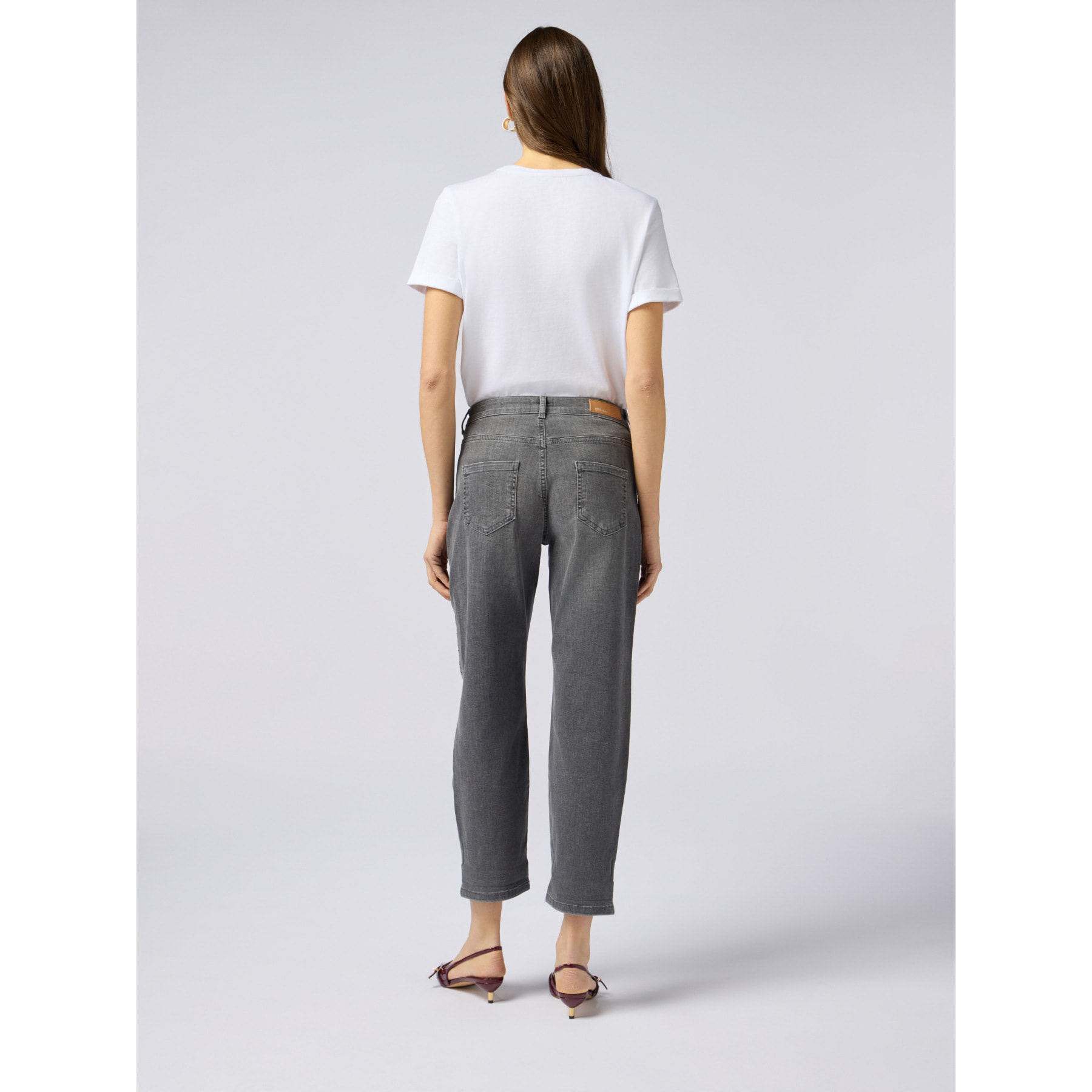 Oltre - Jeans regulares con aplicaciones de strass - Gris