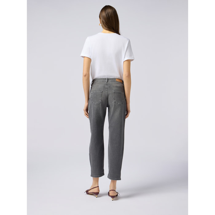 Oltre - Jeans regulares con aplicaciones de strass - Gris