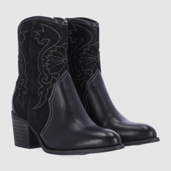 Botines de Tejido - Negro - Tacón: 7 cm