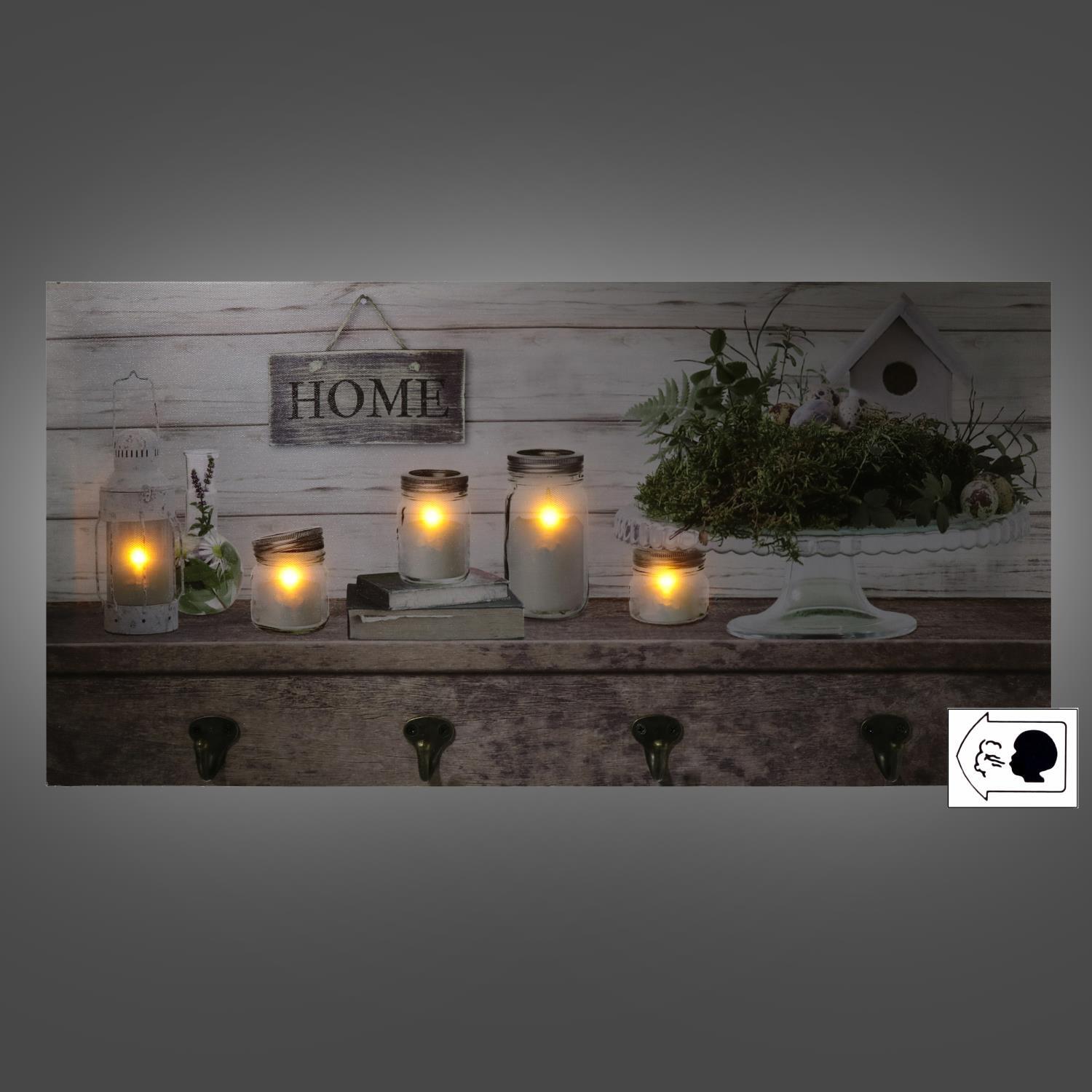 Appendino in legno da 8 posti con led, lanterna cm60x30x1,8