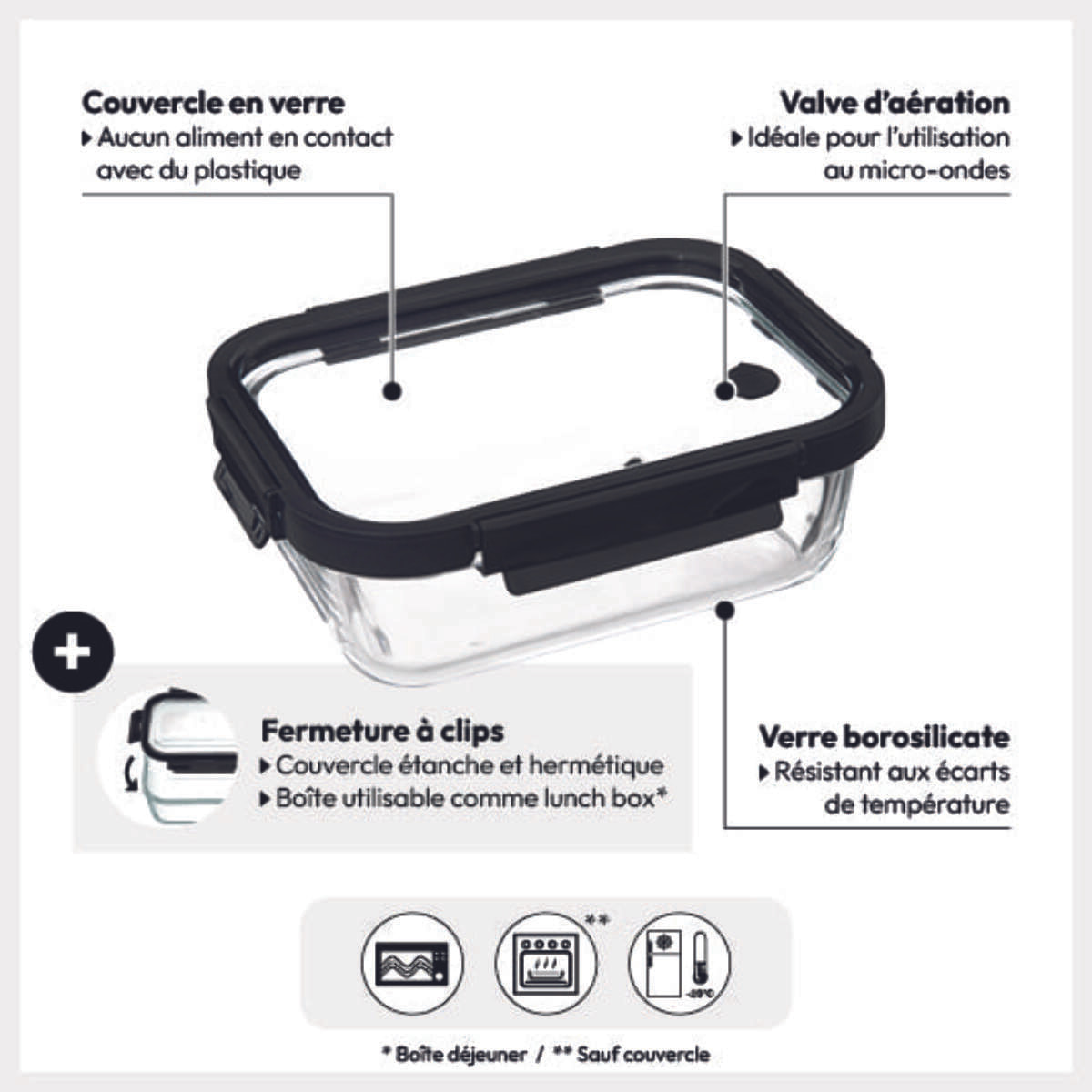 Boîte de conservation verre 13L "ClipEat"