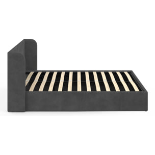 Lit coffre Lucia 160x200cm velours gris