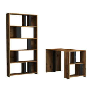 Scrivania Atene, Scrittoio multiuso, Tavolo per ufficio porta PC, Piano di lavoro, 120x60h75 cm, Noce e Antracite