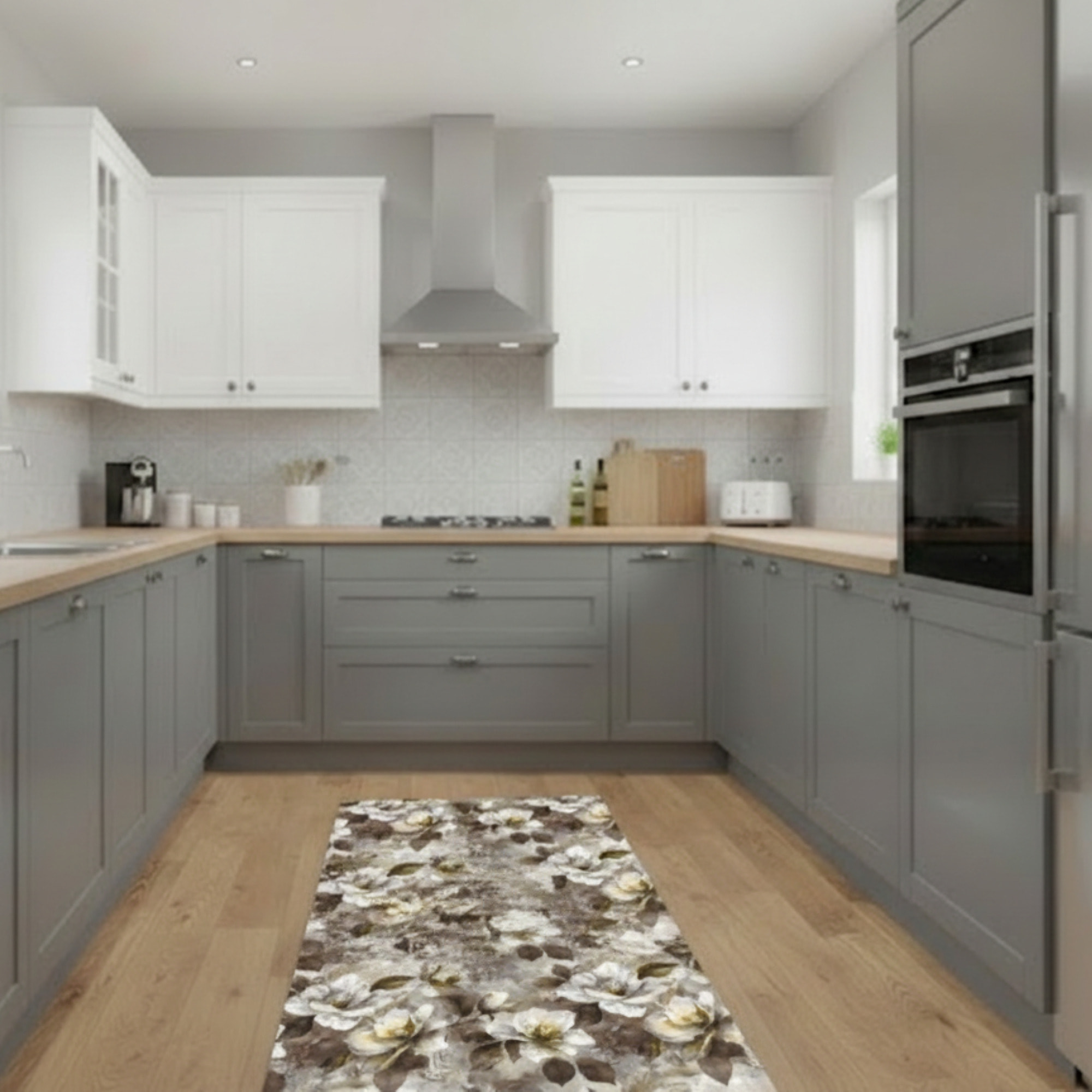 CASSESE HOME Passatoia/Tappeto Bordato in Poliestere con Retro Antiscivolo in PVC Made in Italy_Dec.1153