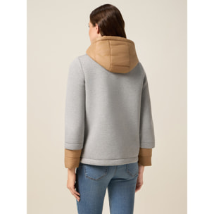 Oltre - Chaqueta bimaterial combinada - Gris