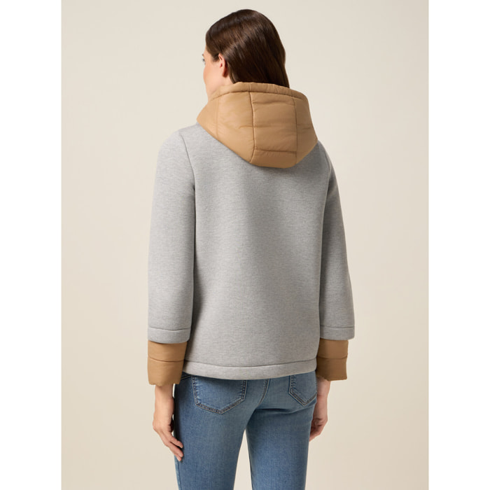 Oltre - Chaqueta bimaterial combinada - Gris